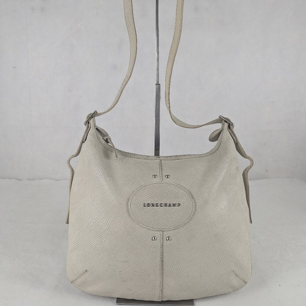 Longchamp Le Pliage Quadri White Hobo Shoulder/Crossbody Bag Ship Fast AUTHENTIC